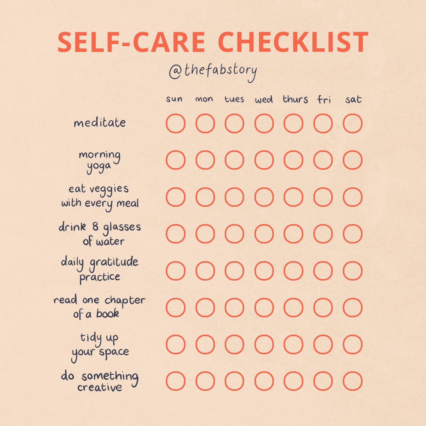 self care checklist pdf download